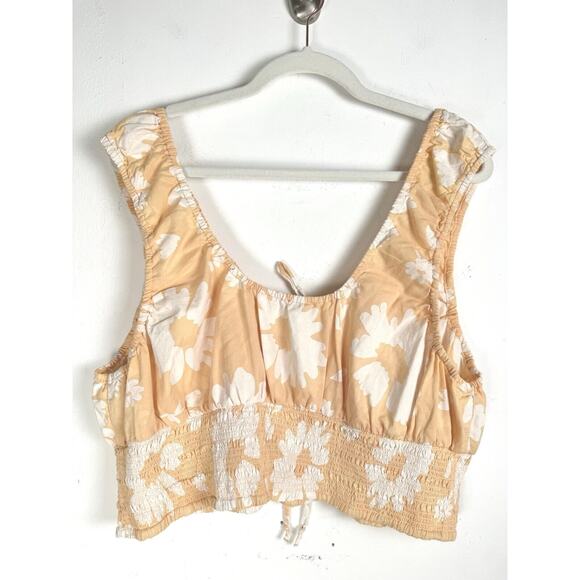 American Eagle Women’s Peach Bohemian Floral Peasant Cottagecore Crop Top XXL - Picture 10 of 11